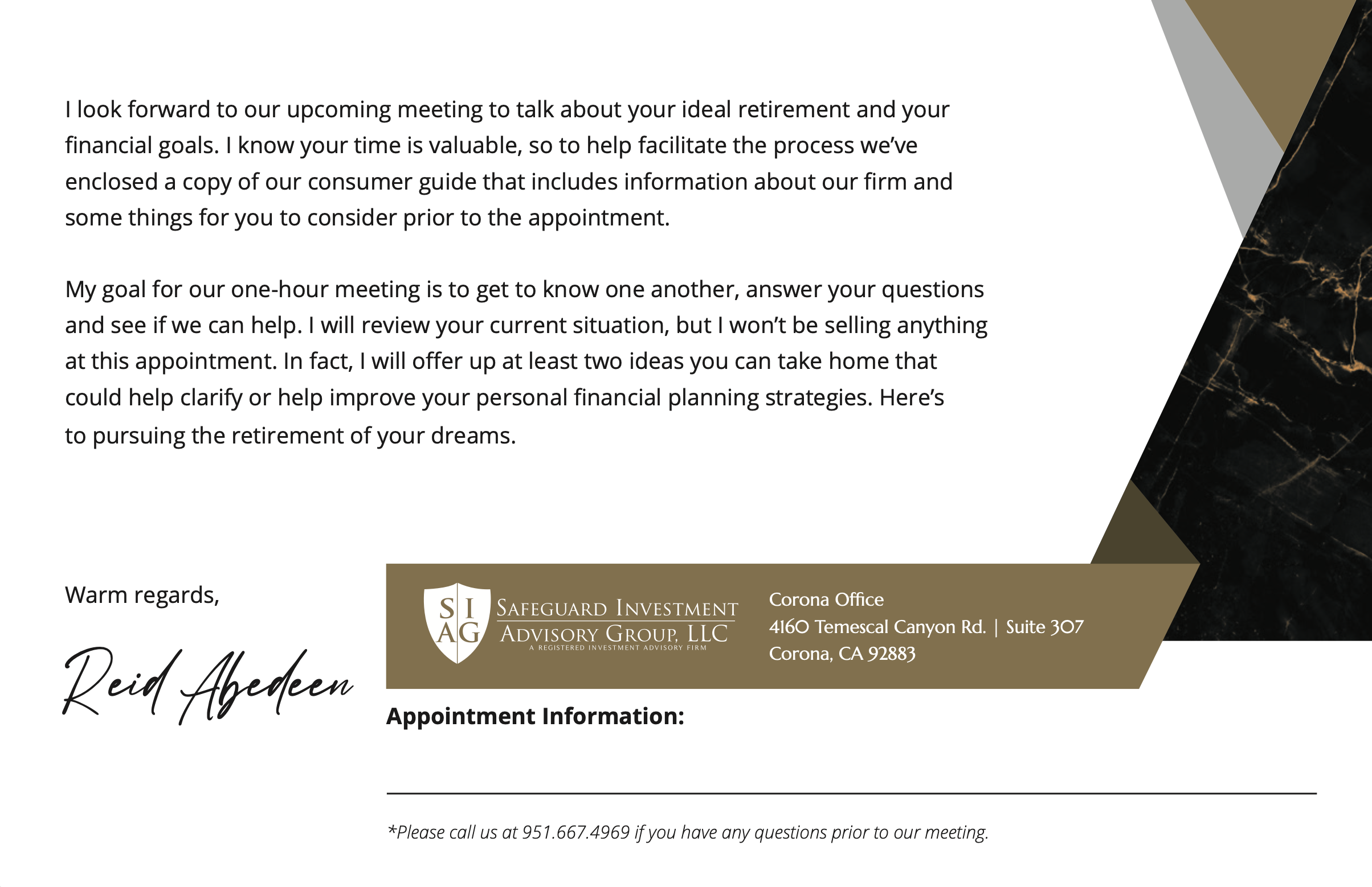 Appointment Card - New Client